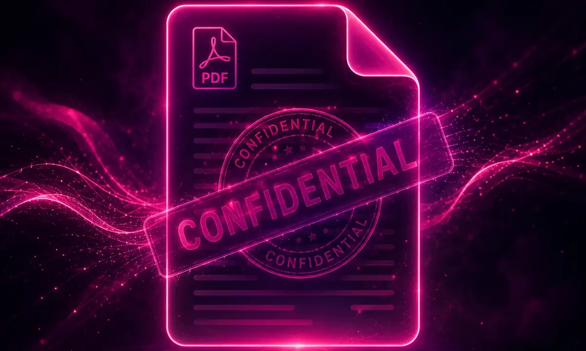 PDF document with a visible confidential watermark applied locally inside a browser